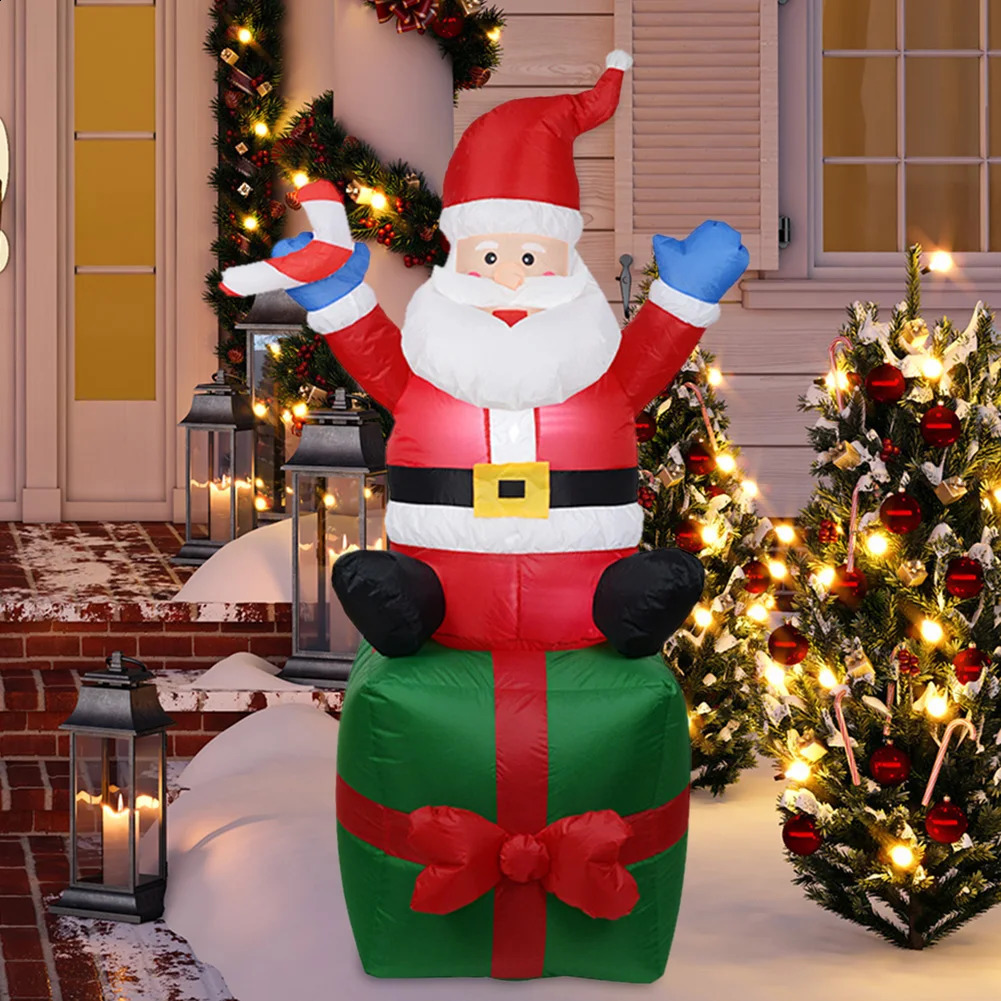 Christmas decoration inflatable toy Santa Claus snowman with builtin LED lights indoor and outdoor garden party scene props 240927