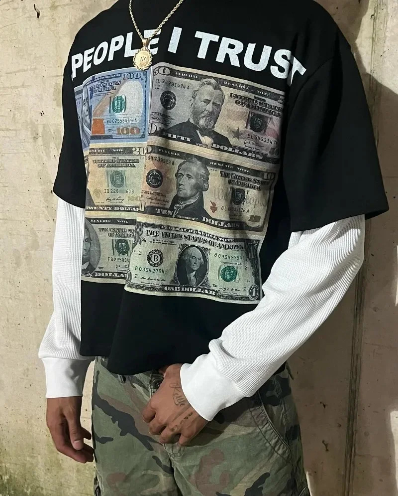 2024 American Trend Graphic Splicing Long Sleeve T-shirt Men Y2K Harajuku Hip Hop Goth Couple Casual Shirt Street Wear 240923