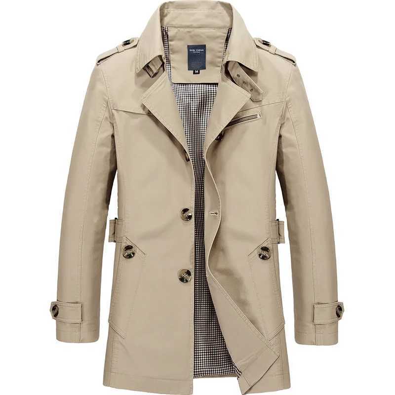 Men's Trench Coat Casual mens work jacket pure cotton trench coat spring/summer mens new jacket Z241004