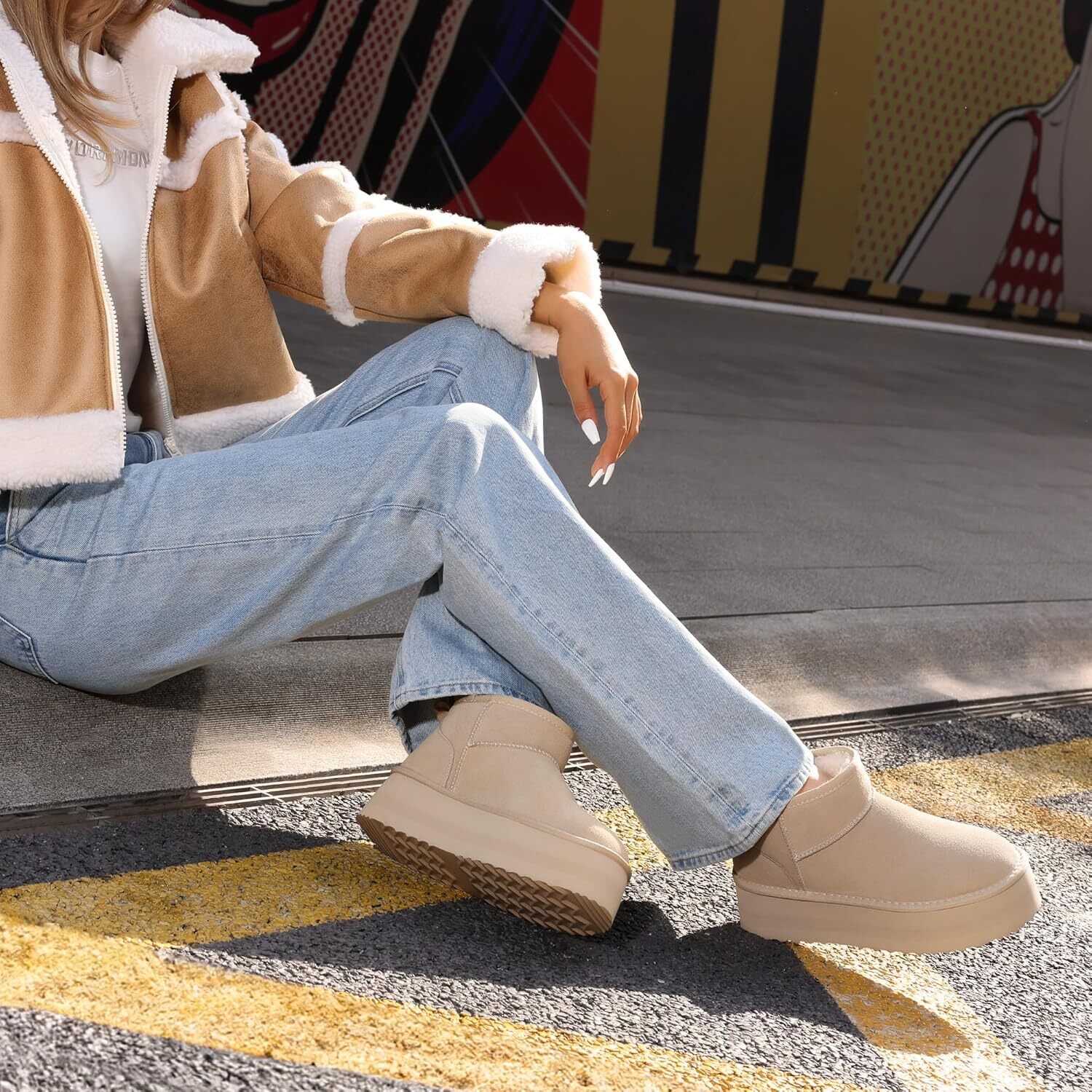 2024 A gift for my girlfriend Classic Women's Snow Boots, Ankle Winter Memory Foam Insole Light Anti-Slip Outsole Classic Mini Boots with Platfor