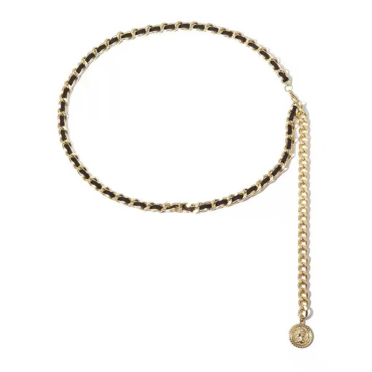 2023 double-layer metal thick chain waist chain womens decorative lamp luxury decoration with dress belt for women W240930
