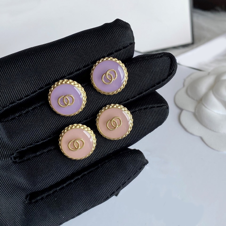 High-end Designer Letter Stud Earring Pink Round inlay Diamond Crystal Earrings Real Gold Plated Copper Stamps Earrings Wedding Party Luxury Jewelry Love Gifts