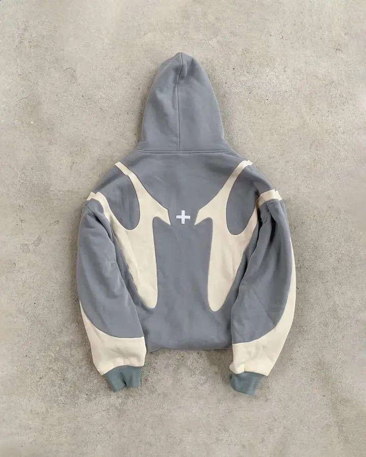 Streetwear Nl25h Zipper Hoodie Mens Y2K Hip Hop Spliced Oversized Hoodie Sweatshirt Punk Rock Harajuku Gothic Jacket Clothes 240923