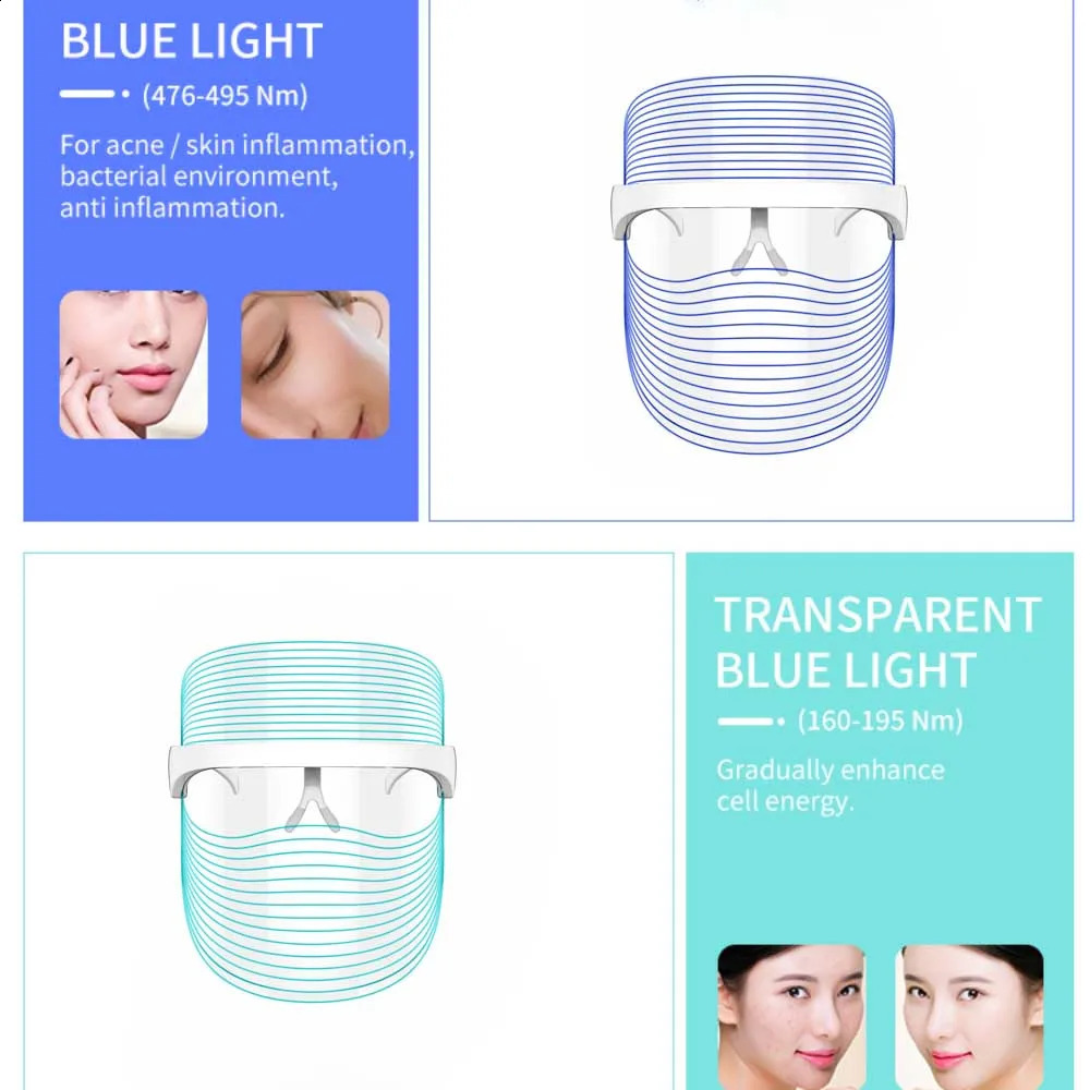 Rechargable Red Light Therapy Skin Care Led Mask Home Use Beauty Devices 7 Colours LED Light Therapy Face Beauty Devices 240930