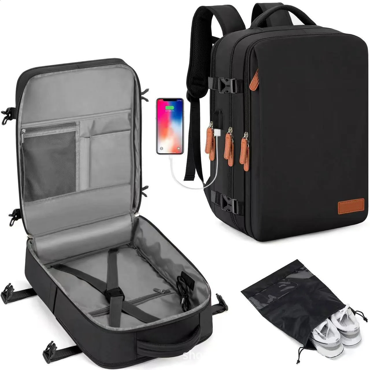 Travel Backpack 40x20x30 Cabin Plane Waterproof Expandable Weekender Laptop With USB Port Ryanair Carry-On Women Men Backpack 241226