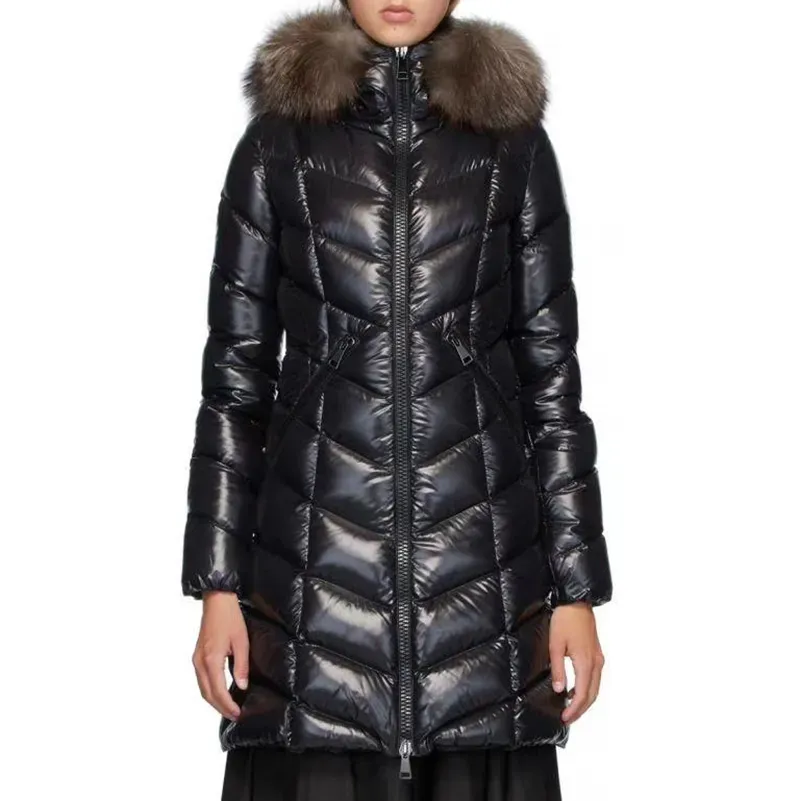 Designer Womens Long Down Puffer Jackets Coat With Fur Collar Women Embroidered Letter Badge Fulmarus Winter Jacket Outerwear Clothing 123
