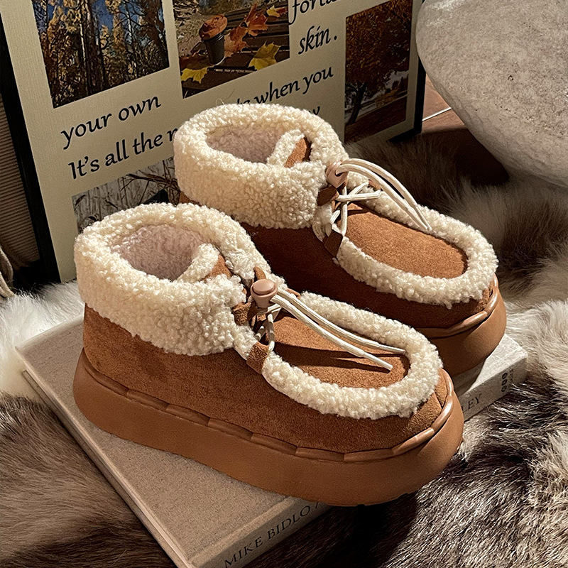 Women's 2024 new winter suede thick short boots. Warm flat bottom non slip cotton shoes 241115