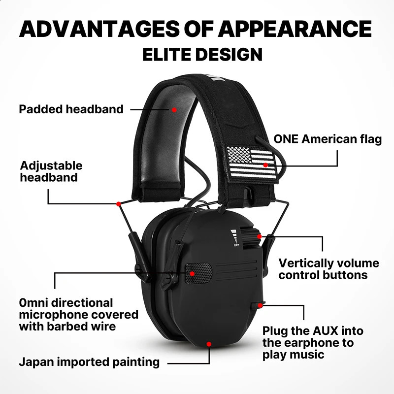 electronic shooting headset for hearing protection ear protection noise reduction active hunting tactical earmuffs 240920