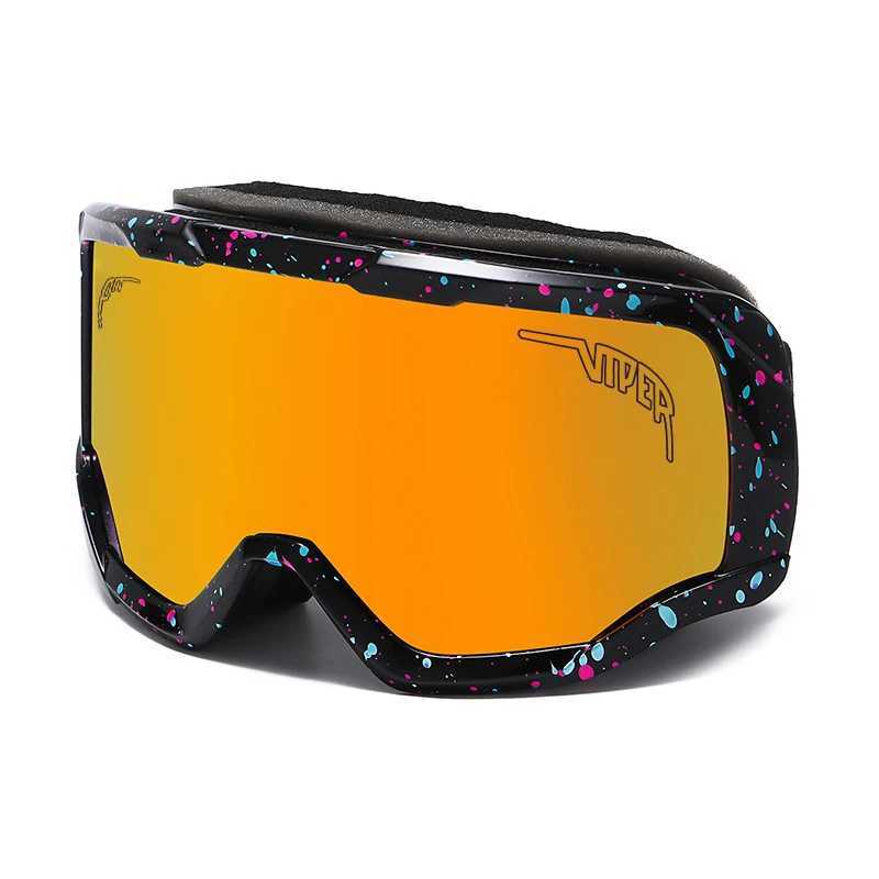 Double layer anti fog ski goggles Pit snake ski board glass outdoor sports goggles W240930