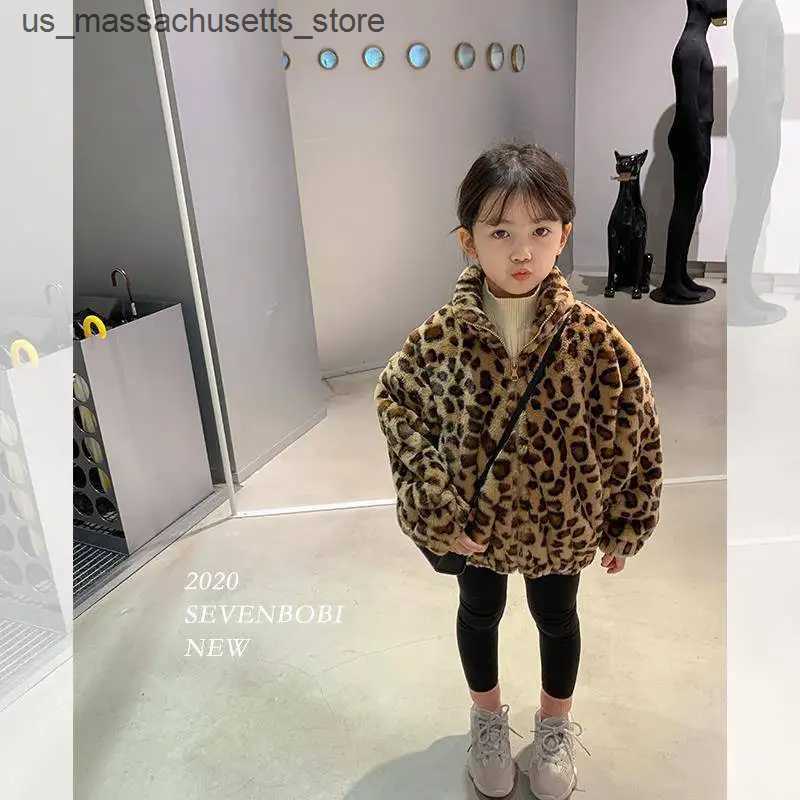 Jackets Girl Leopard Print Jacket Fleece Velvet Thicken Coat for Children Autumn Winter Cotton Padding Outwear 1 To 8 Years Kids Clothes L240910