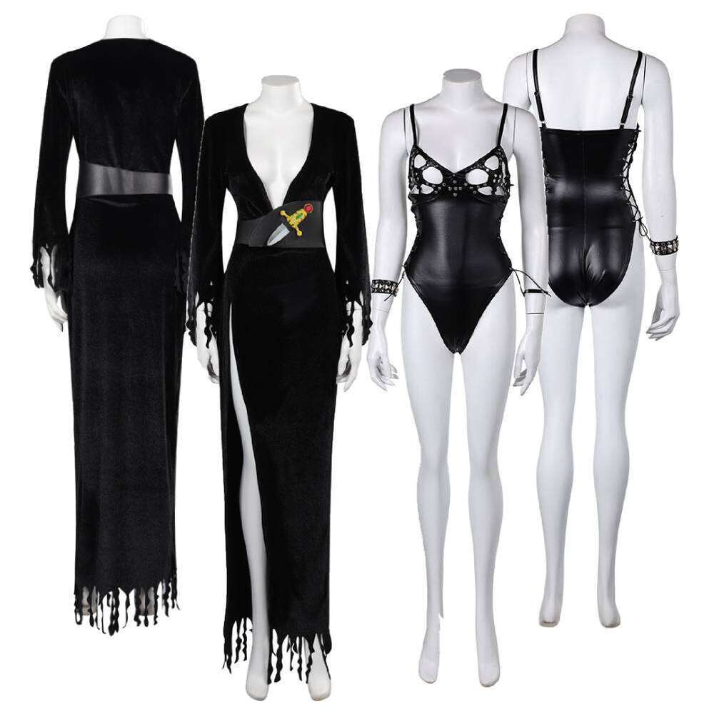 Mistress Dark Eirar Cosplay Black Dress Belt Costume Outfits Adult Women Girls Halloween Carnival Party Disguise Suit