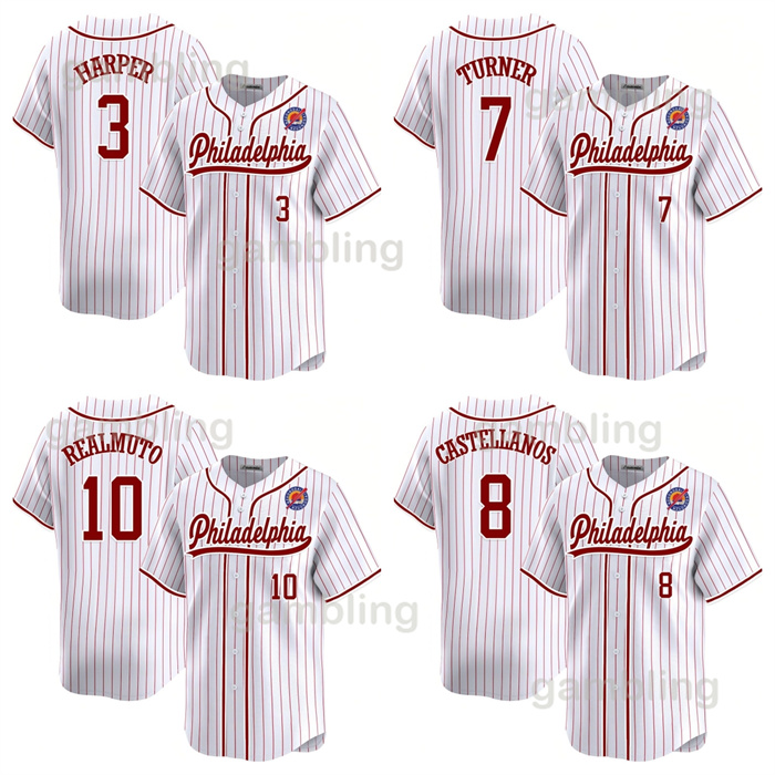 Mens/Youth/Women Baseball Stitched Jerseys Herper 7 Trea Turner Kyle Schwarber J.T. Realmuto Alec Bohm Nick Castellanos Aaron Nola