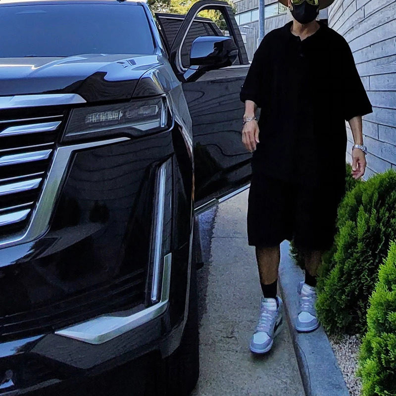 Summer short sleeved polo shirt short sleeved looped fabric casual suit T-shirt sports top solid color T-shirtpants 240930