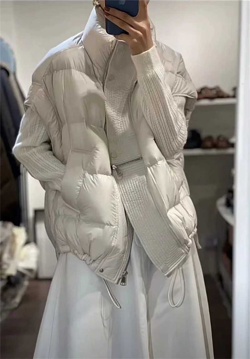 Winter womens apron jacket vest zipper thick warm jacket autumn winter casual cotton vest zipper puff jacket M241004