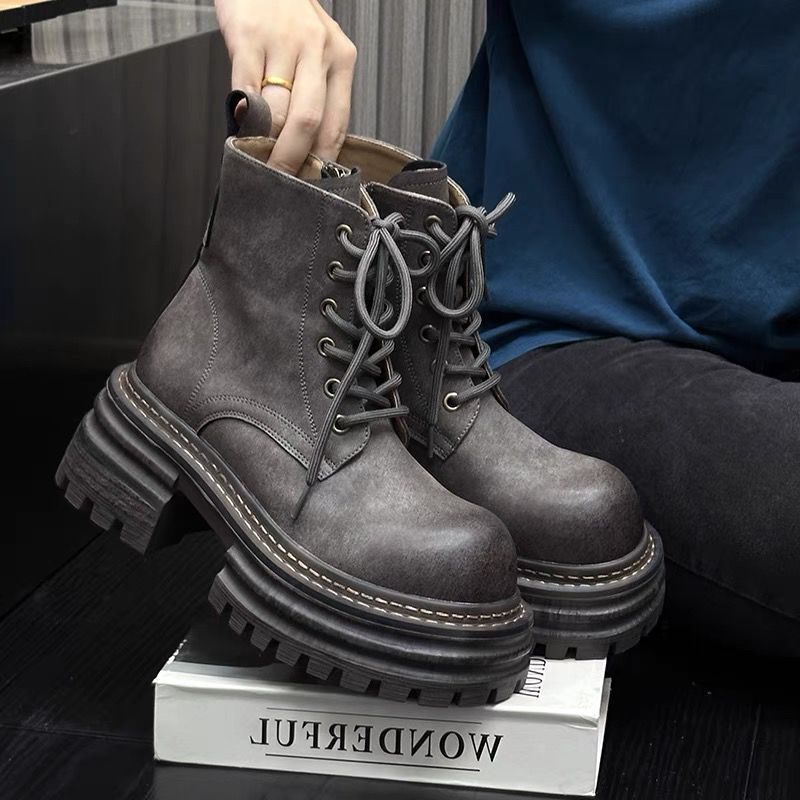 2024 Autumn New Brush Color Versatile Thick Bottom Short Tube Motorcycle Martin Boots
