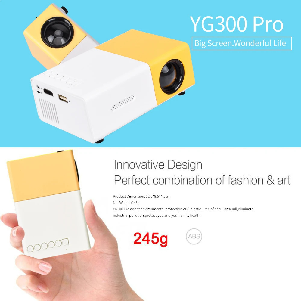 Salange Mini Projector YG300 Pro LED Supported 1080P Full HD Portable Beamer Audio USB Video Projetor 240929