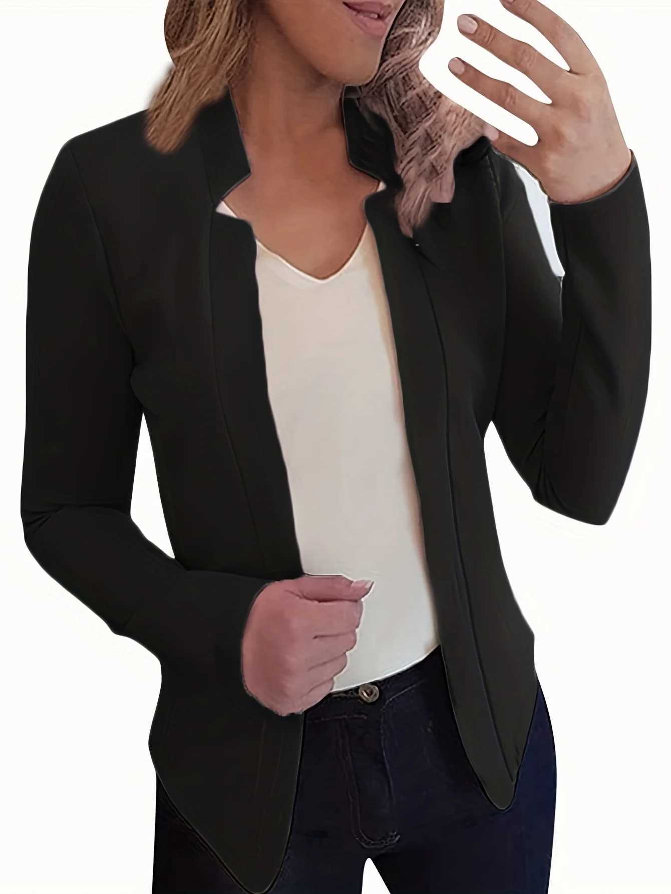 New Cross-Border Womens Wear Pure Color Chigong Small Suit Cardigan Formal JacketX2410