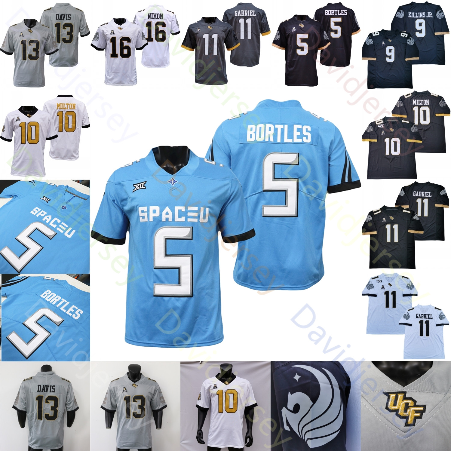 UCF Knights Central Florida Football Jersey NCAA College KJ Jefferson RJ Harvey McKenzie Milton Hudson Peny Boone Myles Montgomery Pace Davis Pittman Jr. Arnold