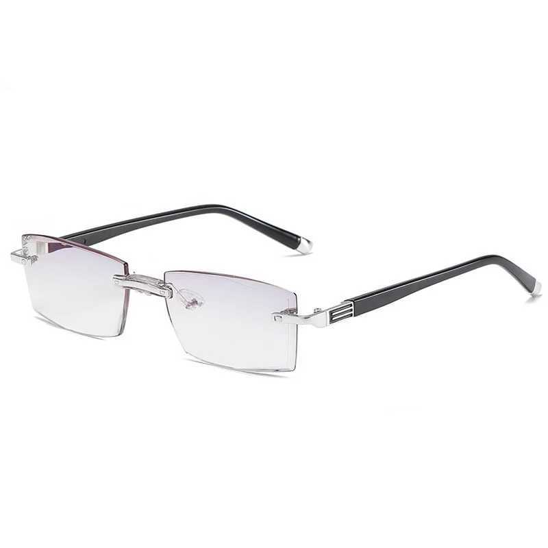 Diamond Anti Blue Light Blocking Rimless Reading Glasses Rimless Anti-Blue Frameless Presbyopic Glasses For Men WomenXJ240907