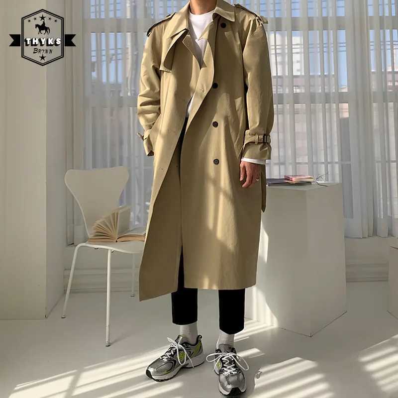 New Arrival Mens solid collar double chest loose casual coat mens short coat R241004