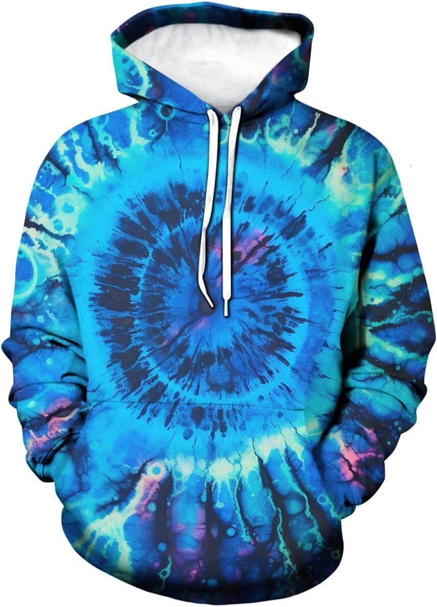 Hoodie for Mens Womens Tie Dye For Men And Women Colorful Graphic Hoodie Novelty 3D Print Pullover Graphic Hoodies sweatshirt Warm