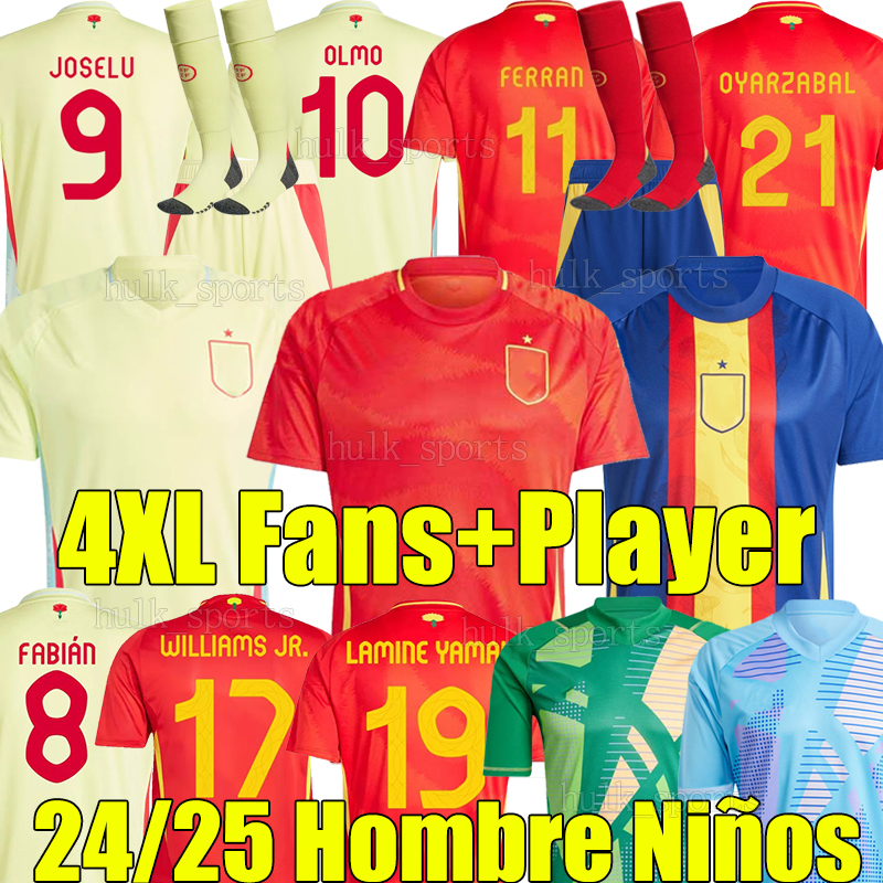 4XL 2024 SpAiN FERRAN Soccer Jerseys 2025 Espana PEDRI OYARZABAL OLMO JOSELU LAMINE YAMAL WILLIAMS JR RODRIGO AYOZE CUCURELLA football shirts men kids Kits sock set