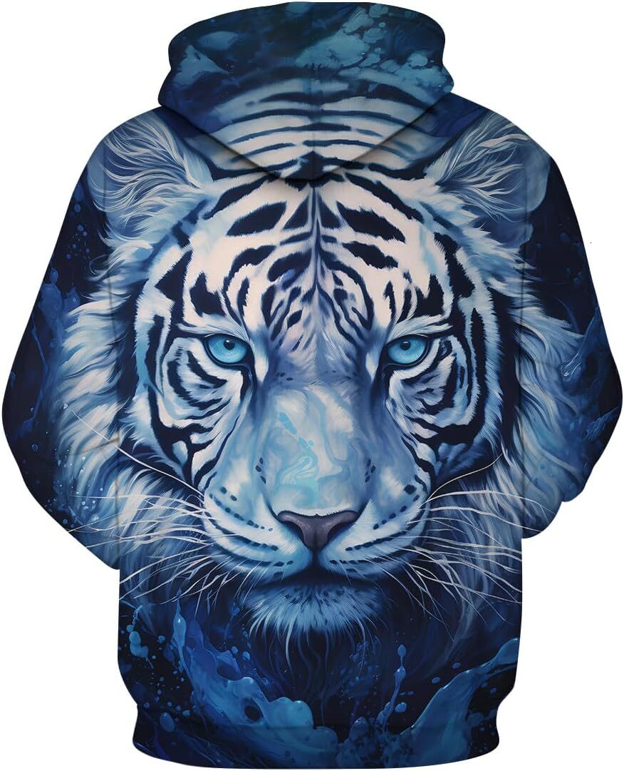 Hoodie for Mens Womens Gorgeous Splash Ink Furious Tiger Hoodie Hooded 3D Colorful Animal Graphic Sweatshirts Hoodies Graphic Hoodies sweatshirt