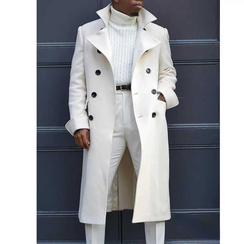 New Arrival Mens Trench New Fashion Coat Autumn Winter UK Loose Coat Medium length Trench Mens Long Coat La Ropa De Los Hombres R241004