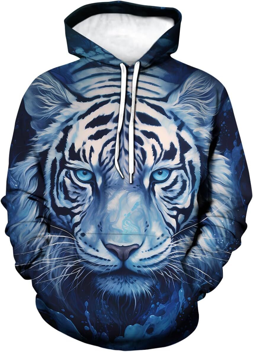 Hoodie for Mens Womens Gorgeous Splash Ink Furious Tiger Hoodie Hooded 3D Colorful Animal Graphic Sweatshirts Hoodies Graphic Hoodies sweatshirt