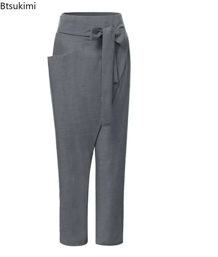 2024 Womens Casual Harem Pants Fashion Loose Asymmetrical High Waist Solid Unilateral Pocket Pants Oversized Trousers Female 240930