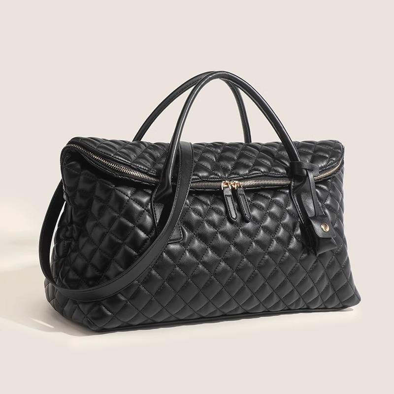 2024 New Ladies Handbag Soft Leather Travel Style Underarm Single Shoulder Boarding Lage Big Shopping Handheld Fiess Bag
