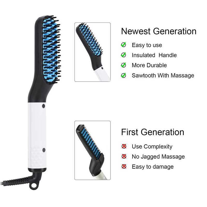 Portable Professional Mens hair straightener Beard grooming Electric comb 2-in-1 Mini ion hair straightenerXJ241016