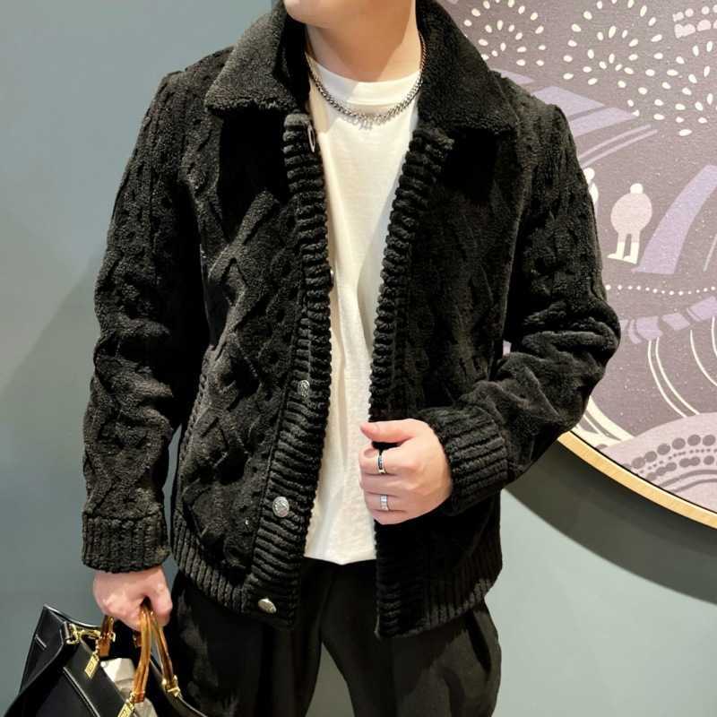Spring and Autumn Collar Knitted Jacket for Men Light Luxury Cardigan Sweater European Style Trendy Brand Jacket Top W240930