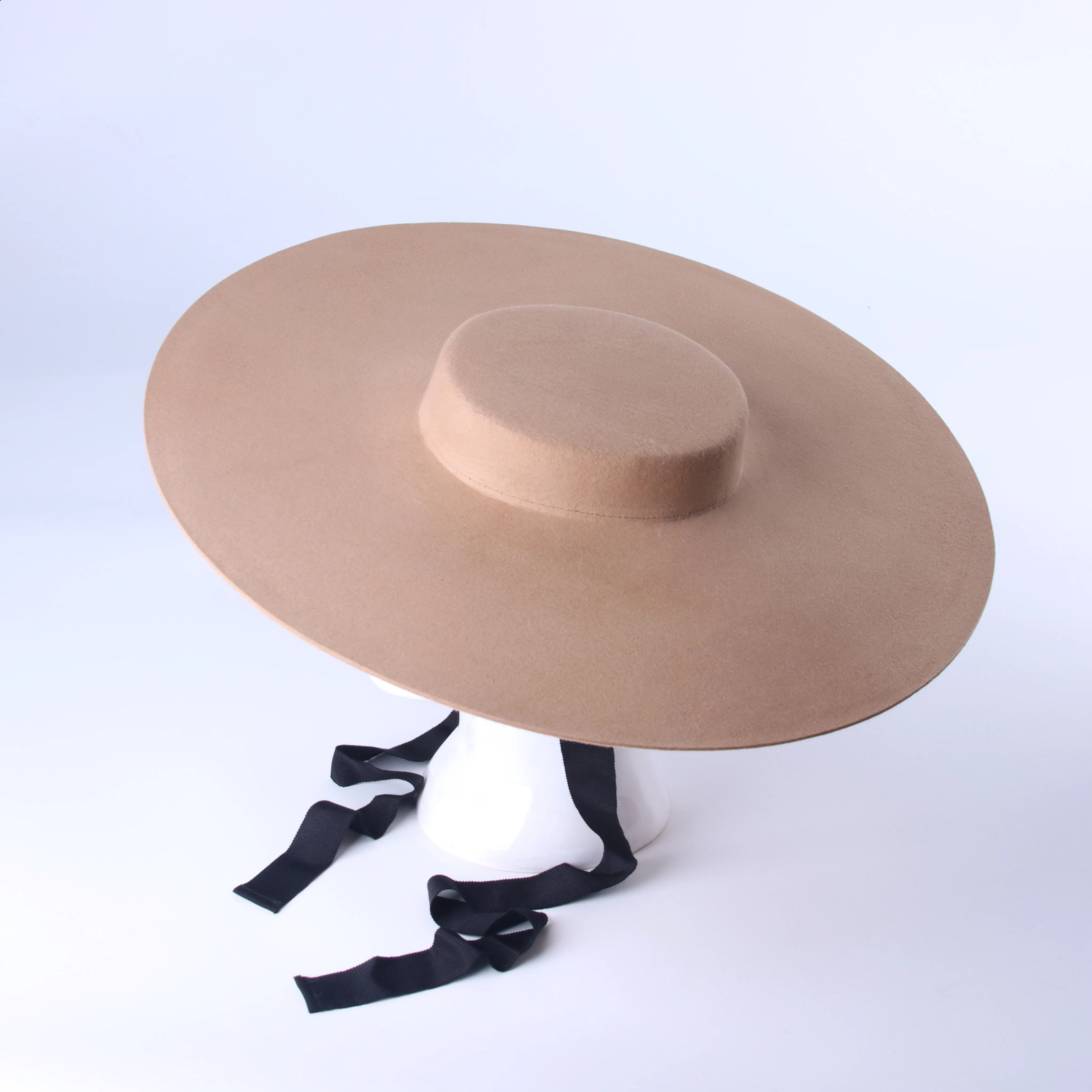 King Wheat Wide Big Brim Wool Flat Formal White Women Fedora Stage Show Felt Cap Winter Bandage Lady Fashion Outdoor Top Hat 241227