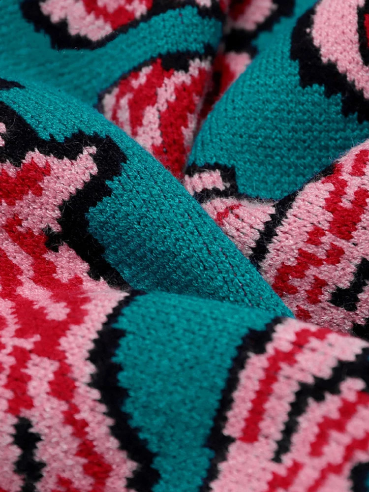 Women Vintage Warm Thicken Sweaters UFO Clouds Jacquard Pullovers Winter Autumn Knitted Retro Loose Tops Blusas C012 240925