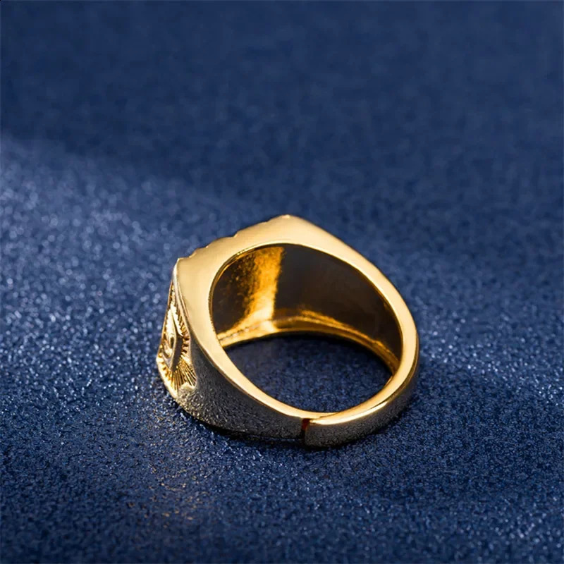 Real 18K Gold Ring for Men Anillos Mujer Rock Gemstone Genuine 18 K Jewelry De Hiphop Origin Rings Box Bizuteria 240923