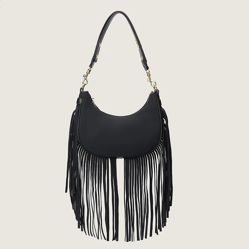Womens tassel bag leather velvet handbag tassel velvet armrest shoulder bag large capacity handbag garbage bag 240929