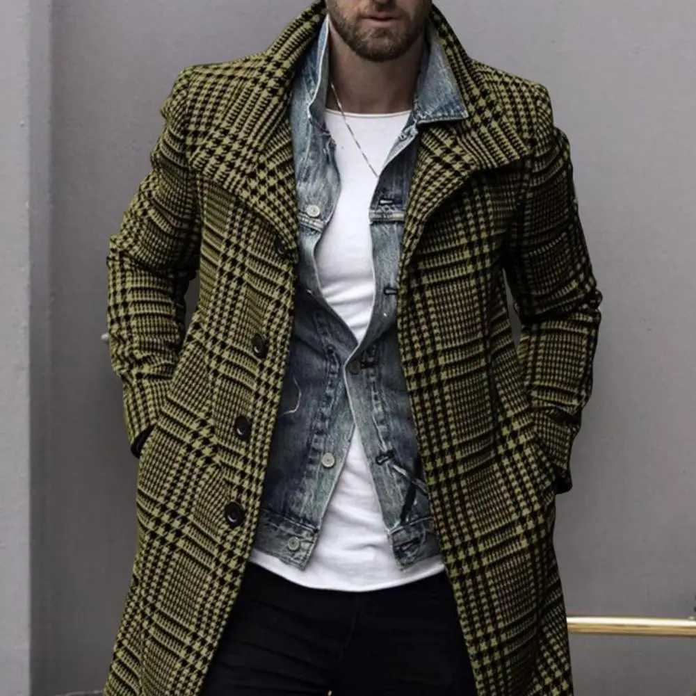 Men's Trench Coat Mens jacket British style mens coat super soft windproof trendy cold resistant single perforated trench coat Z241004 - view 5