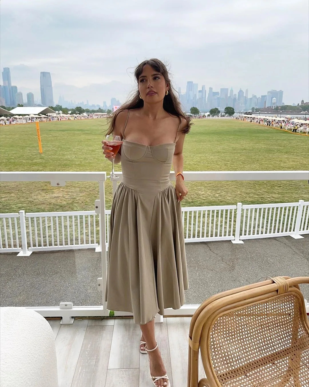 Cryptographic Cottageecore Frill hem Midi dress elegant sleeveless birthday pleated fairy slip tight corset Sundress holiday dress 240929