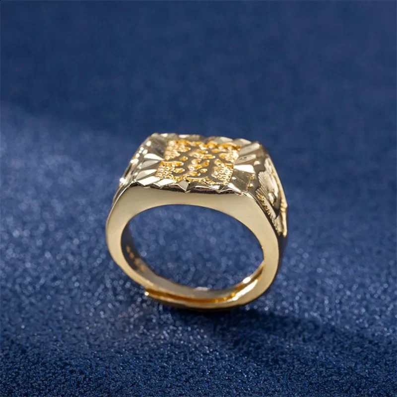 Real 18K Gold Ring for Men Anillos Mujer Rock Gemstone Genuine 18 K Jewelry De Hiphop Origin Rings Box Bizuteria 240923