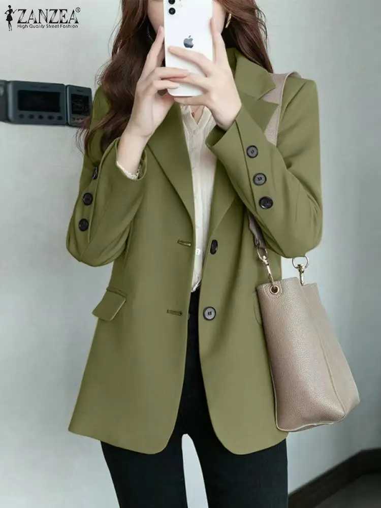ZANZEA Autumn Fashion Long Sleeve Blazer Woman Lapel Neck Party Suits Elegant Solid Color Jackets Female Vintage OL Outwear 2023X2410