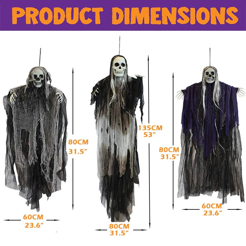 3 packages of hanging Halloween skeleton ghost decorations the outdoor decoration for harsh harvesters 240927