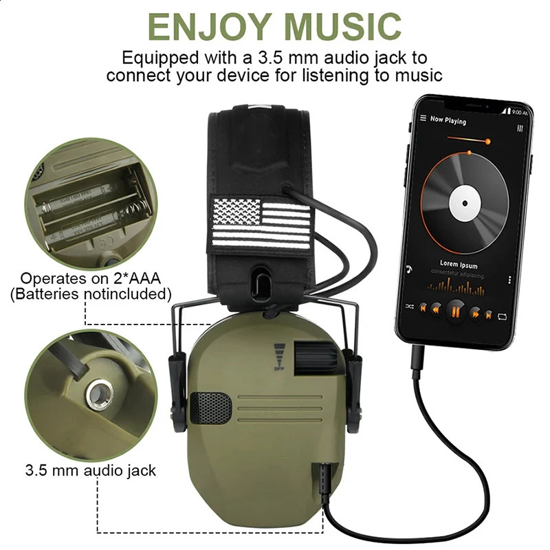 electronic shooting headset for hearing protection ear protection noise reduction active hunting tactical earmuffs 240920