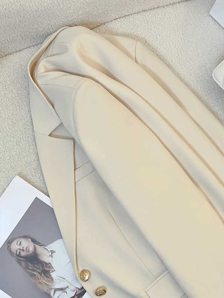 New Fashion 2024 Women Design Sense Niche Loose Milk White Blazer Jacket Spring Female Korean Commuting Splicing Suit Tops CoatX2410