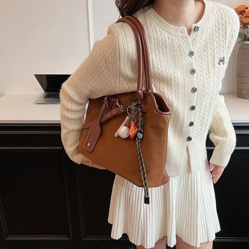 Retro Matte PU Leather Shoulder Bag Women Korean Large Capacity Crossbody Bags Tote Bag Fashion Handbags 240930