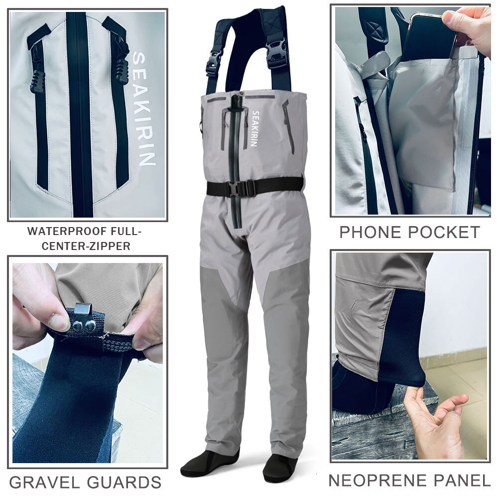 Breathable Zip-Front Chest Fishing Waterproof Zippered Stockingfoot Waders Welded Seams Upstream Wading Gear For Hunting
