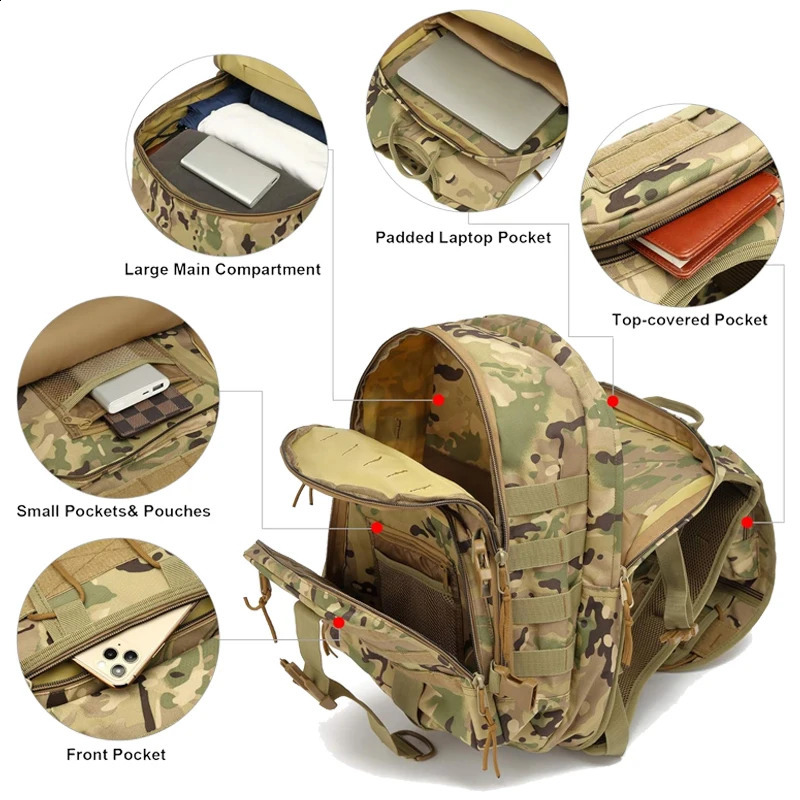 Mens tactical backpack camping hiking survival outdoor backpack 241008