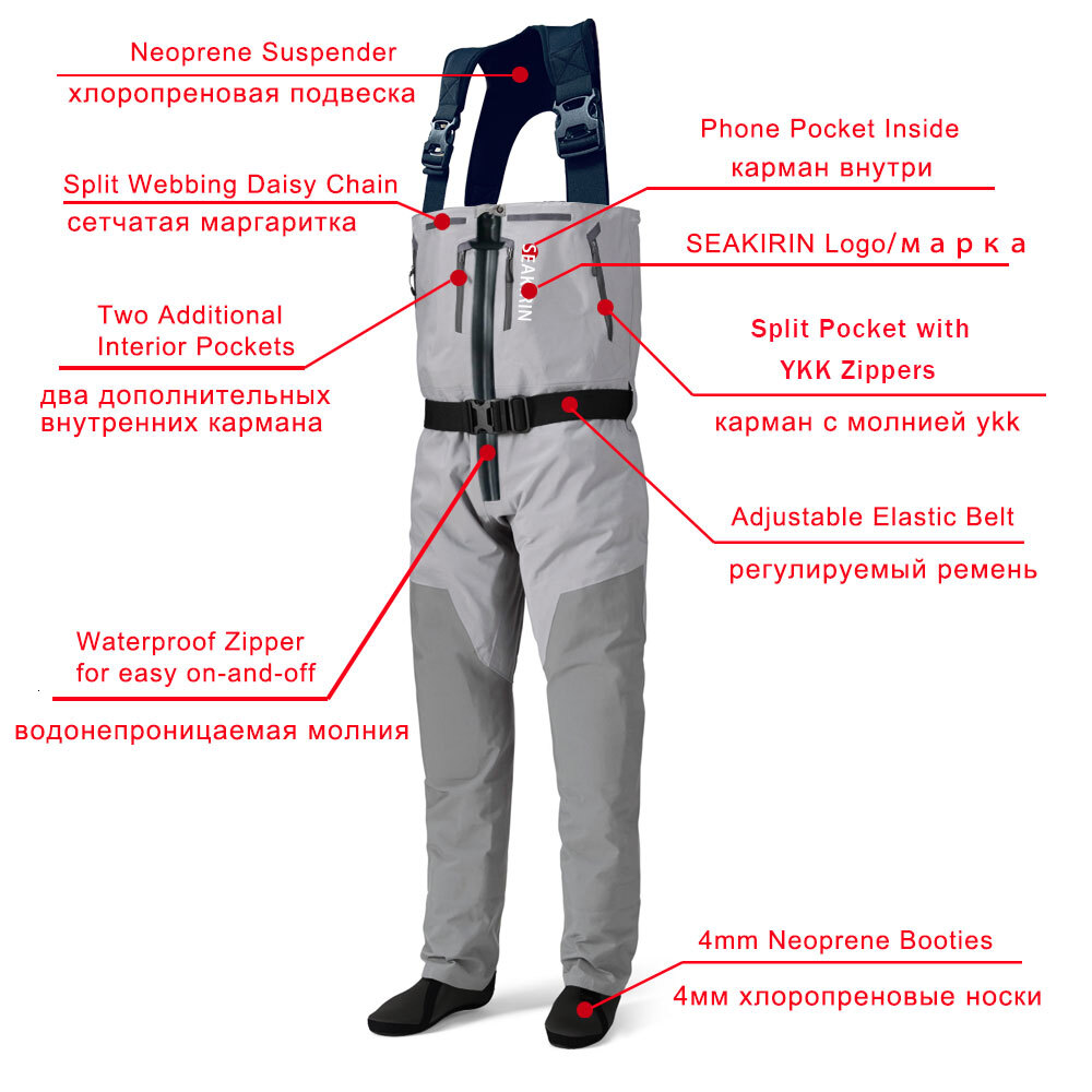 Breathable Zip-Front Chest Fishing Waterproof Zippered Stockingfoot Waders Welded Seams Upstream Wading Gear For Hunting