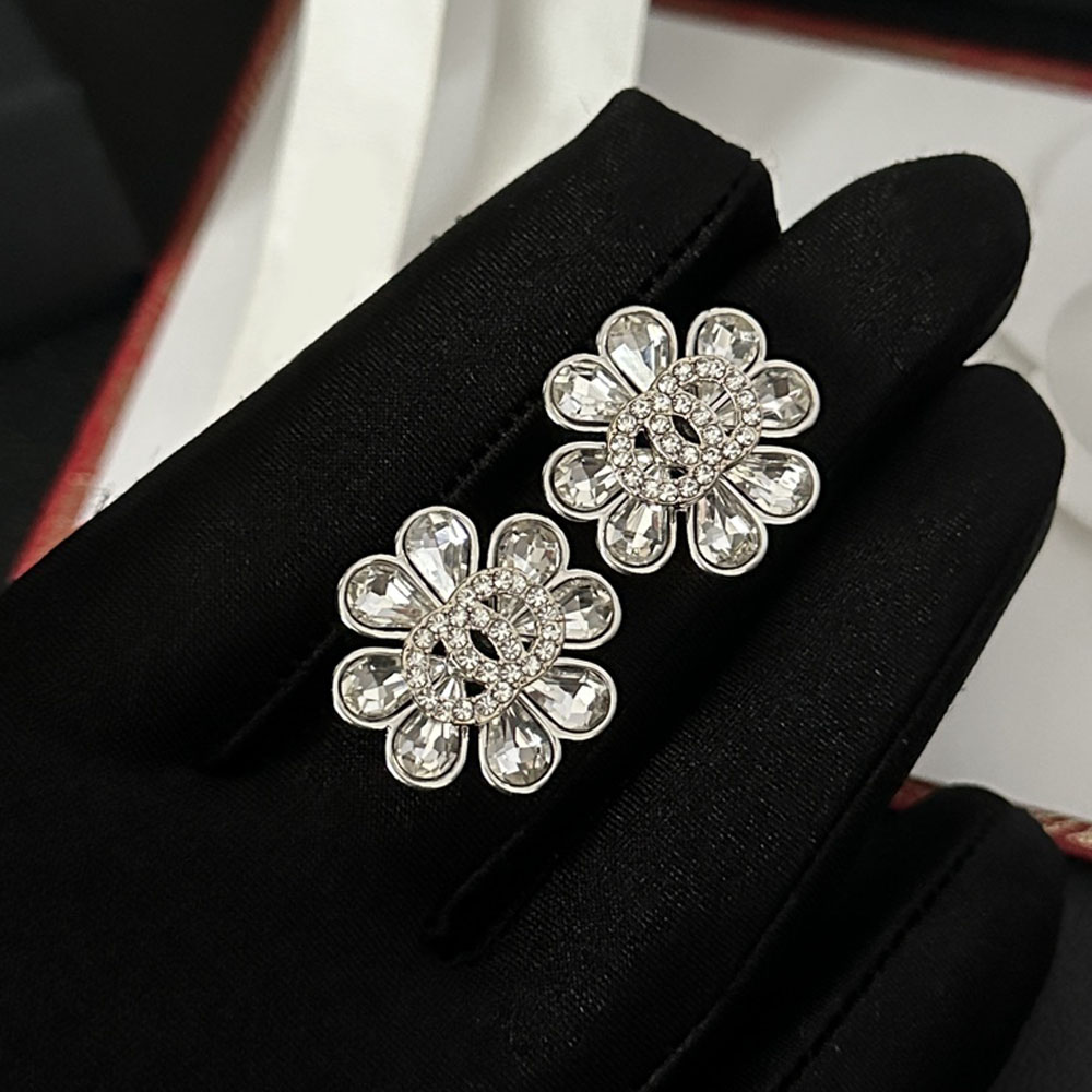 2024 Luxury Jewelry Designer Earrings Simple Letter Stud Earring For Women Elegant Party Diamond Earrings High-end Gifts With Crystal Pearl