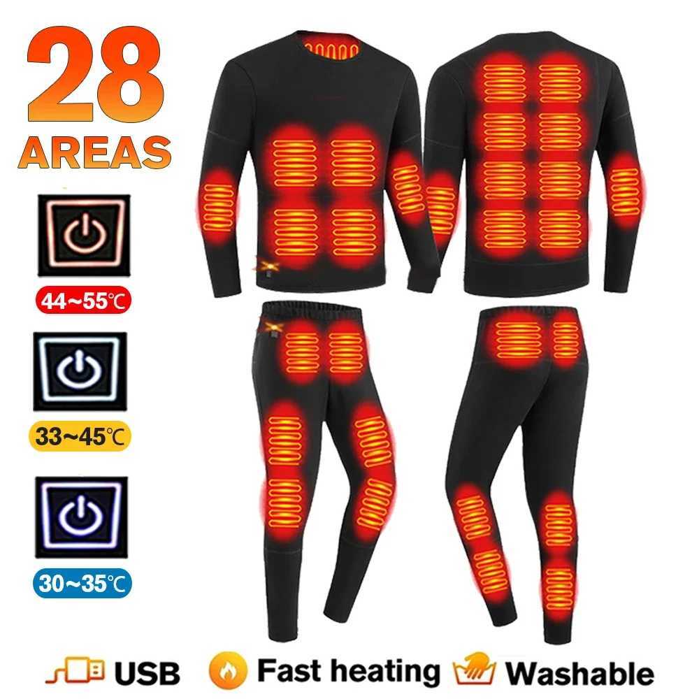 28 Areas Heated Underwear Winter Thermal Underwear Women Men Heating Jacket Winter Sports Accessories Electric Heated EquipmentX2401004